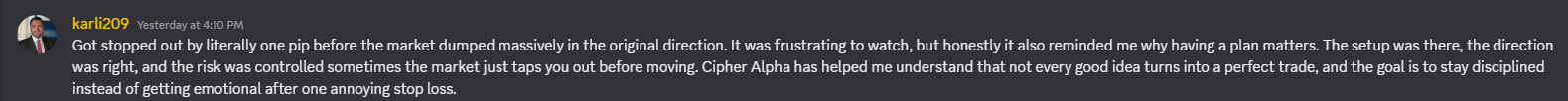 Cipher Alpha member testimonial 1
