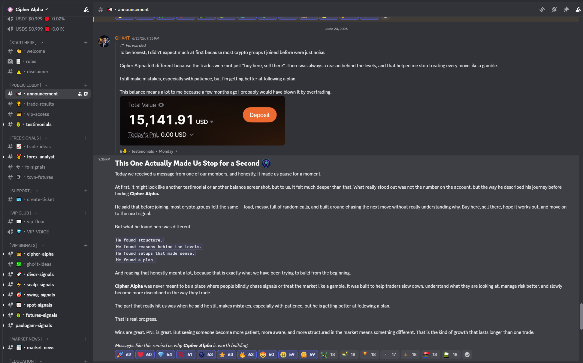 Cipher Alpha Discord VIP signals screenshot